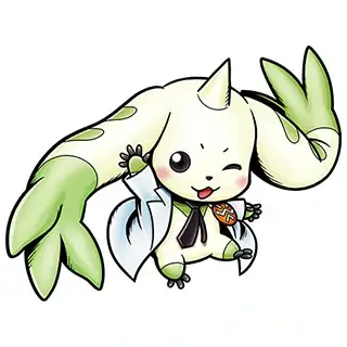 An image of Terriermon wearing a lab coat