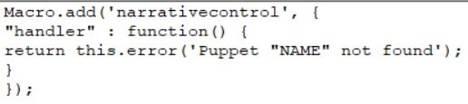 A screenshot of the error throwing macro code.