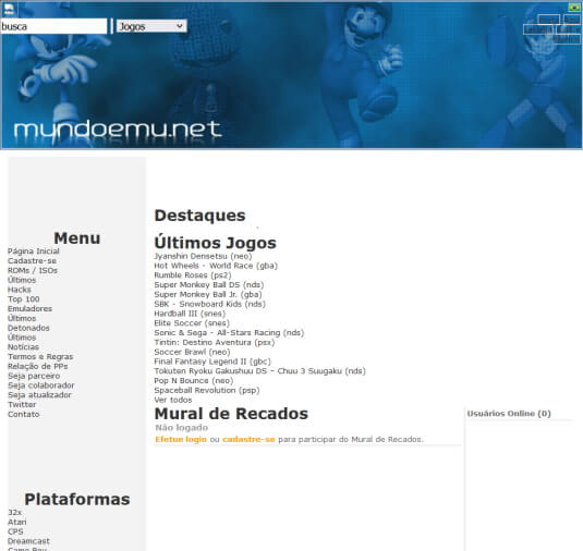 Screenshot of MundoEmu, my favorite emulation site which is now 
            shut down.